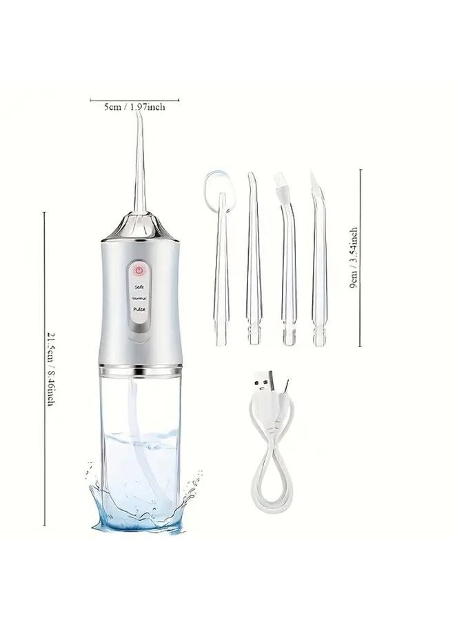 Pink Portable Oral Irrigator Flosser Dental Care Device with Interchangeable Tips for Teeth Whitening Plaque Removal - Image 2
